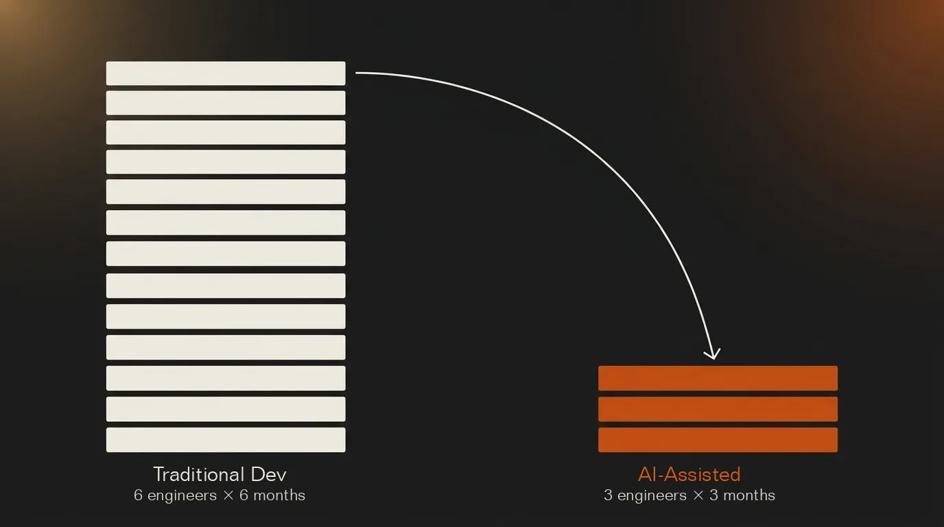 AI-assisted development showing 10-50x productivity multipliers on coding tasks