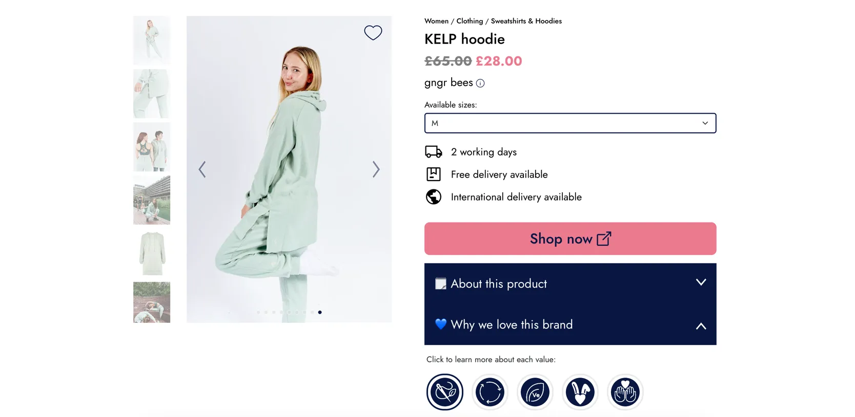 Finsu feature - Product details page