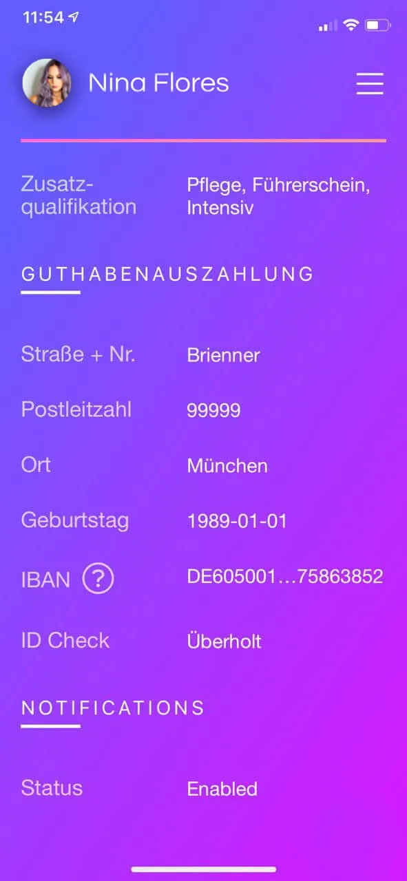 Pflegehub - Edit profile with ID check integration